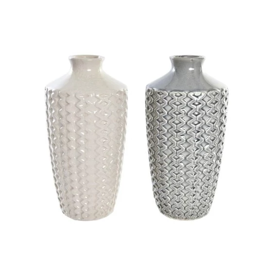 Váza porcelán 15x15x30 cm szürke, bézs 2 féle