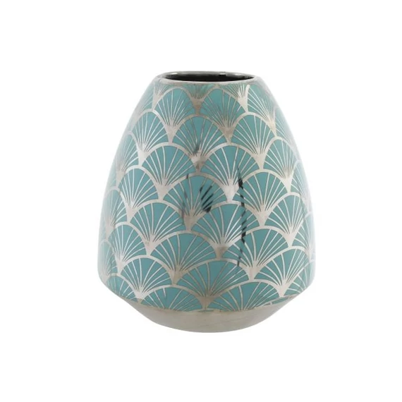 Váza porcelán 16x16x18 cm türkizkék