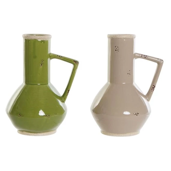 Váza porcelán 17,5x13,5x22 cm zöld, bézs 2 féle