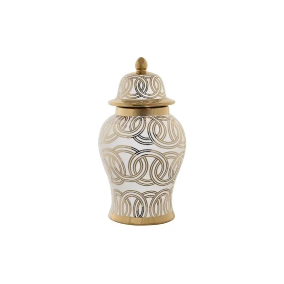 Váza porcelán 17x17x31 cm fehér, arany