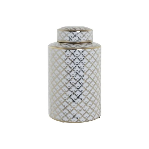 Váza porcelán 18x18x30,5 cm fehér, arany