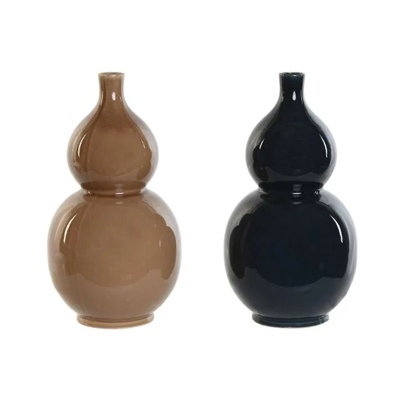 Váza porcelán 19x19x36 cm kék, barna 2 féle