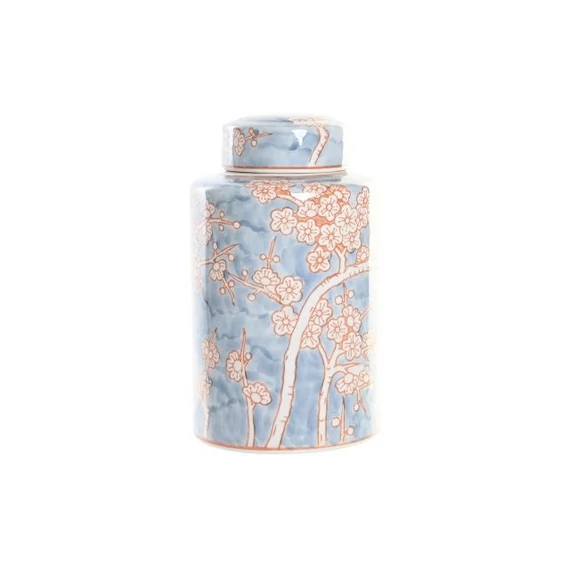 Váza virágok porcelán 18x18x30 cm kék, narancssárga