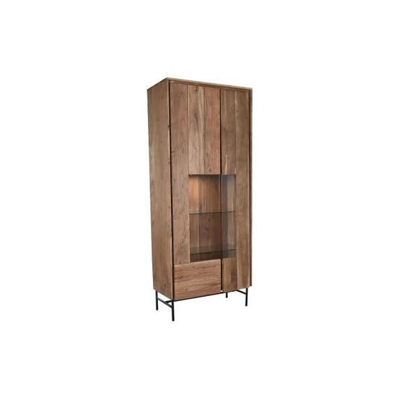 Vitrin akácfa, üveg 80x40x197 cm barna