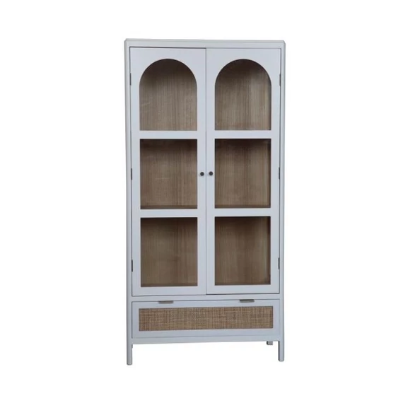 Vitrin császárfa, rattan 78x38x158 cm fehér