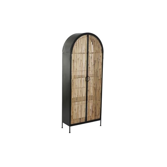 Vitrin rattan, fém 61x26x150,3 cm natúr, fekete