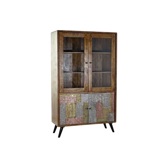 Vitrin színes akácfa, üveg 118x45x194 cm színes