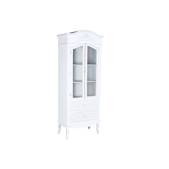 Vitrin tükör fa, üveg 76x39x193 cm fehér
