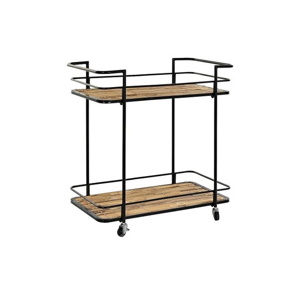Zsúrkocsi rattan, fém 68x37,5x70,5 cm natúr, fekete