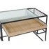 Kép 5/7 - Dohányzóasztal szett fém, üveg, fa, bambusz 110x60x45 cm natúr, fekete S/2