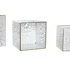 Kép 4/4 - Kaspó szett leveles fém 15x15x15 cm fehér, arany S/3