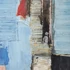Kép 6/8 - Kép absztrakt vászon, fenyő, kézzelfestett 100x2,4x100 cm kék, barna 2 féle