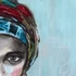 Kép 3/7 - Kép afrikai vászon, fenyő, kézzelfestett 90x2,4x120 cm kék, fekete 2 féle