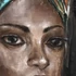 Kép 4/7 - Kép afrikai vászon, fenyő, kézzelfestett 90x2,4x120 cm kék, fekete 2 féle