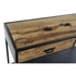 Kép 3/8 - Konzol asztal kerekes újrahasznosított fa, fém 120x40x80 cm sötétbarna, fekete