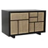 Kép 2/7 - Tálalószekrény császárfa, mdf, rattan 80x38x50 cm fekete, natúr