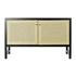 Kép 8/8 - Tálalószekrény lucfenyő, rattan 120x38x76 cm fekete, natúr