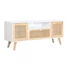 Kép 2/9 - Tv-s szekrény császárfa, rattan 120x30x50 cm fehér, natúr