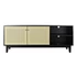 Kép 7/8 - Tv-s szekrény lucfenyő, rattan 160x38x65 cm fekete, natúr