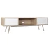 Kép 2/9 - Tv-s szekrény mdf, fém 160x40x50 cm fehér, natúr