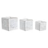 Kép 1/4 - Kaspó szett leveles fém 15x15x15 cm fehér, arany S/3