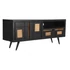 Kép 1/11 - Tv-s szekrény mangófa, rattan 145,5x40,5x60 cm fekete, natúr
